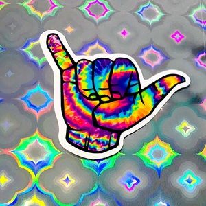 Rainbow Tie Dye Shaka Hang Loose Single Decor Design Accent Sticker